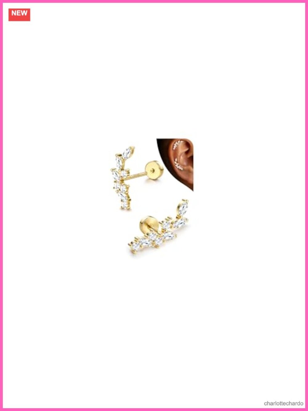 925 Sterling Silver Flat Back Cartilage Earrings Hypoallergenic Stud for